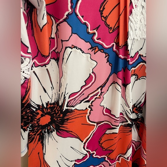 NWT Ruby Rd Colorful Printed Dress with long Bell Sleeves - Picture 3 of 7